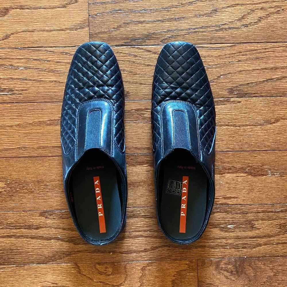 Prada black slip on shoes